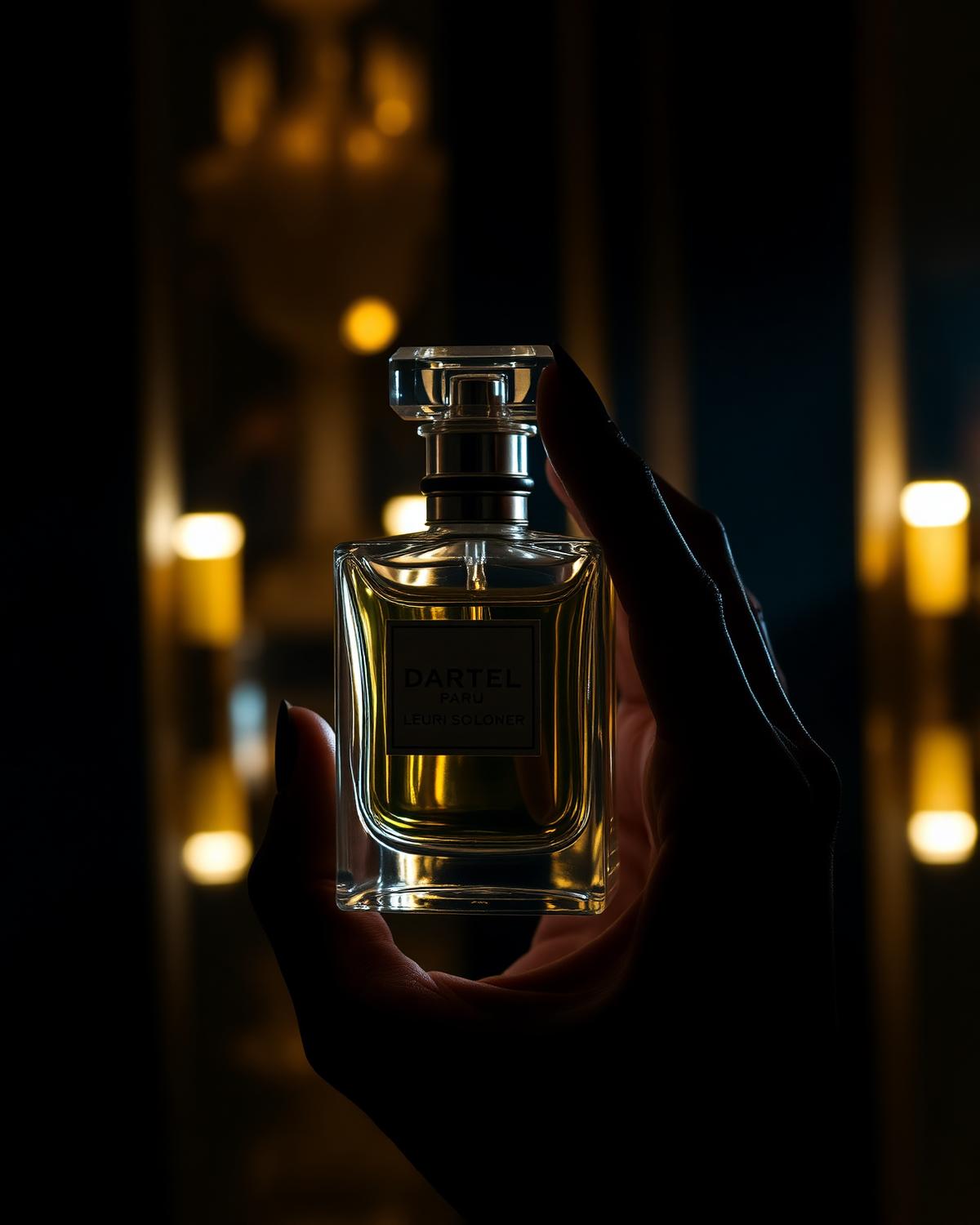 Frasco de perfume en la mano